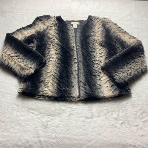 Band Of Gypsies Faux Fur Open Front Jacket Size Medium